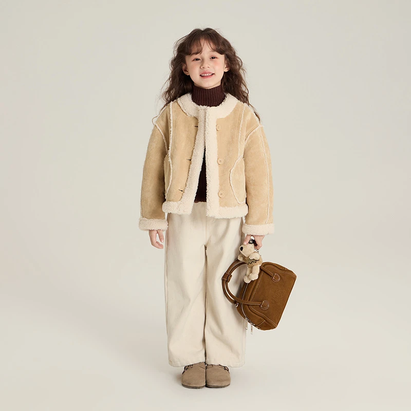 【清货】冬装女童韩版皮毛一体棉服儿童洋气保暖休闲外套24Z191