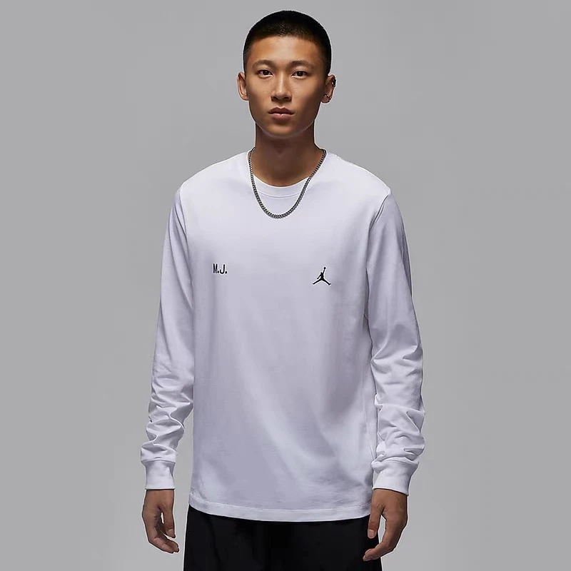 Nike耐克JORDAN男子印花篮球长袖T恤针织套头衫 圆领FZ1935-100