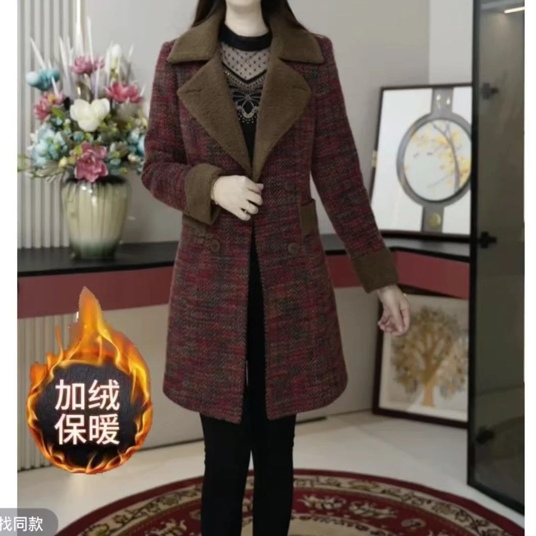 加棉加厚保暖女装外套2024年新款冬季中长款妈妈款水貂大衣