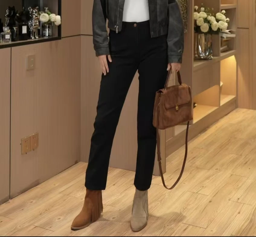 8051款九分高弹高腰牛仔裤（显瘦时尚百搭休闲）