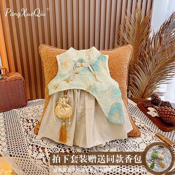 W2023夏季新款儿童男女宝复古时尚爆款中国风套装