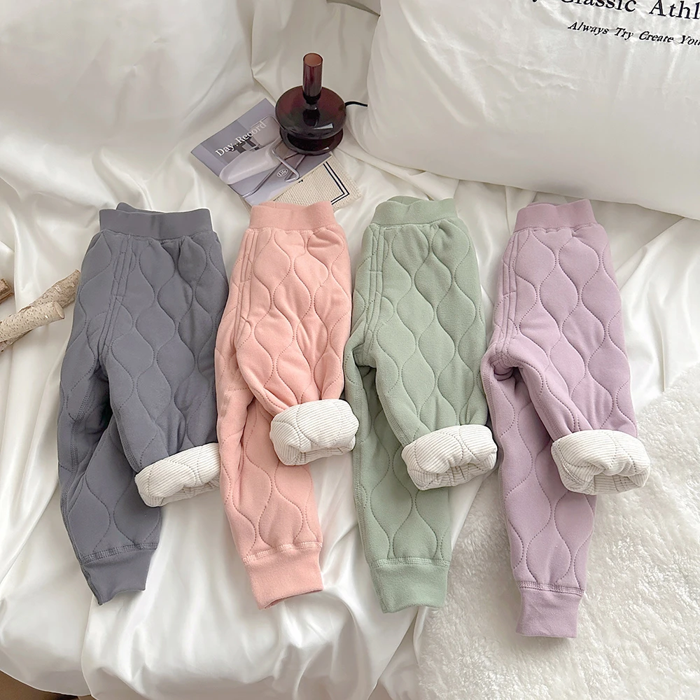 【加厚棉裤校服神器】儿童保暖裤子秋冬三层夹棉裤内穿打底