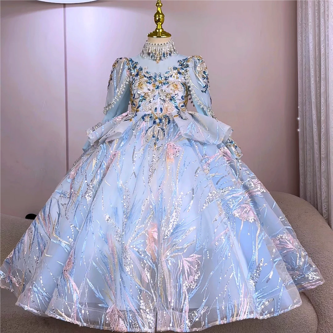 【蓝法甜梦】儿童礼服生日走秀淡蓝公主裙