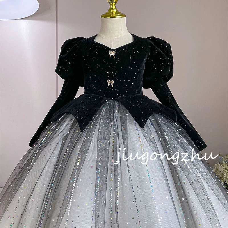 【奥黛丽加绒款】礼服黑色加绒冬季气质长款走秀宴会年会优雅