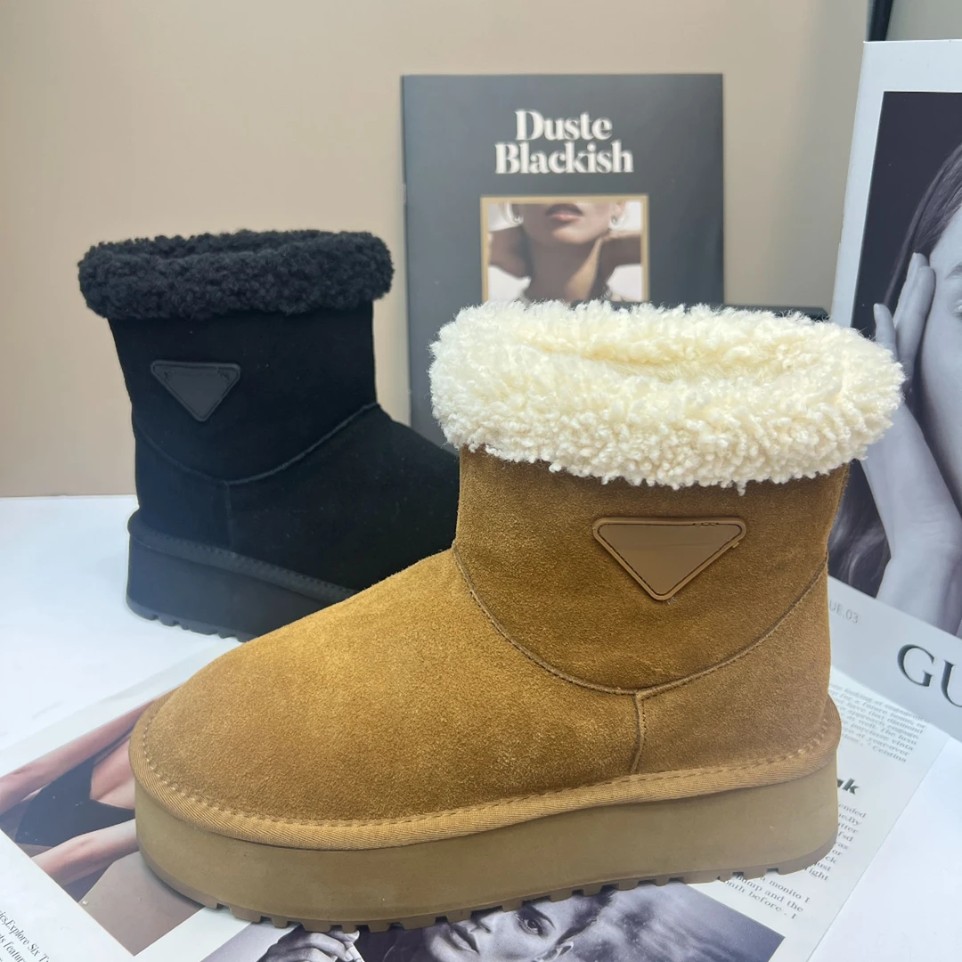 林2408女款时尚加绒加厚中筒百搭经典保暖中筒冬季女士雪地棉