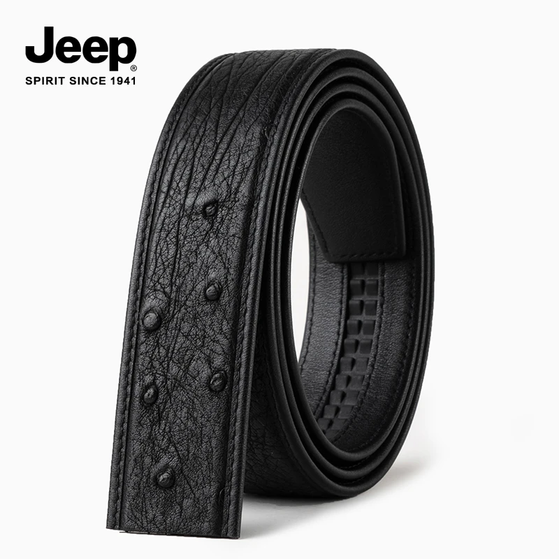 JEEP SPIRIT吉普鸵鸟皮皮带男士自动扣不带头无头卡槽休闲裤腰带