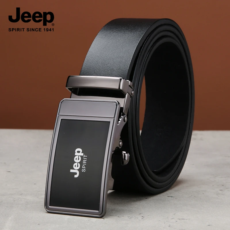 JEEP SPIRIT吉普新款牛皮皮带无牙自动扣商务休闲百搭男士腰带