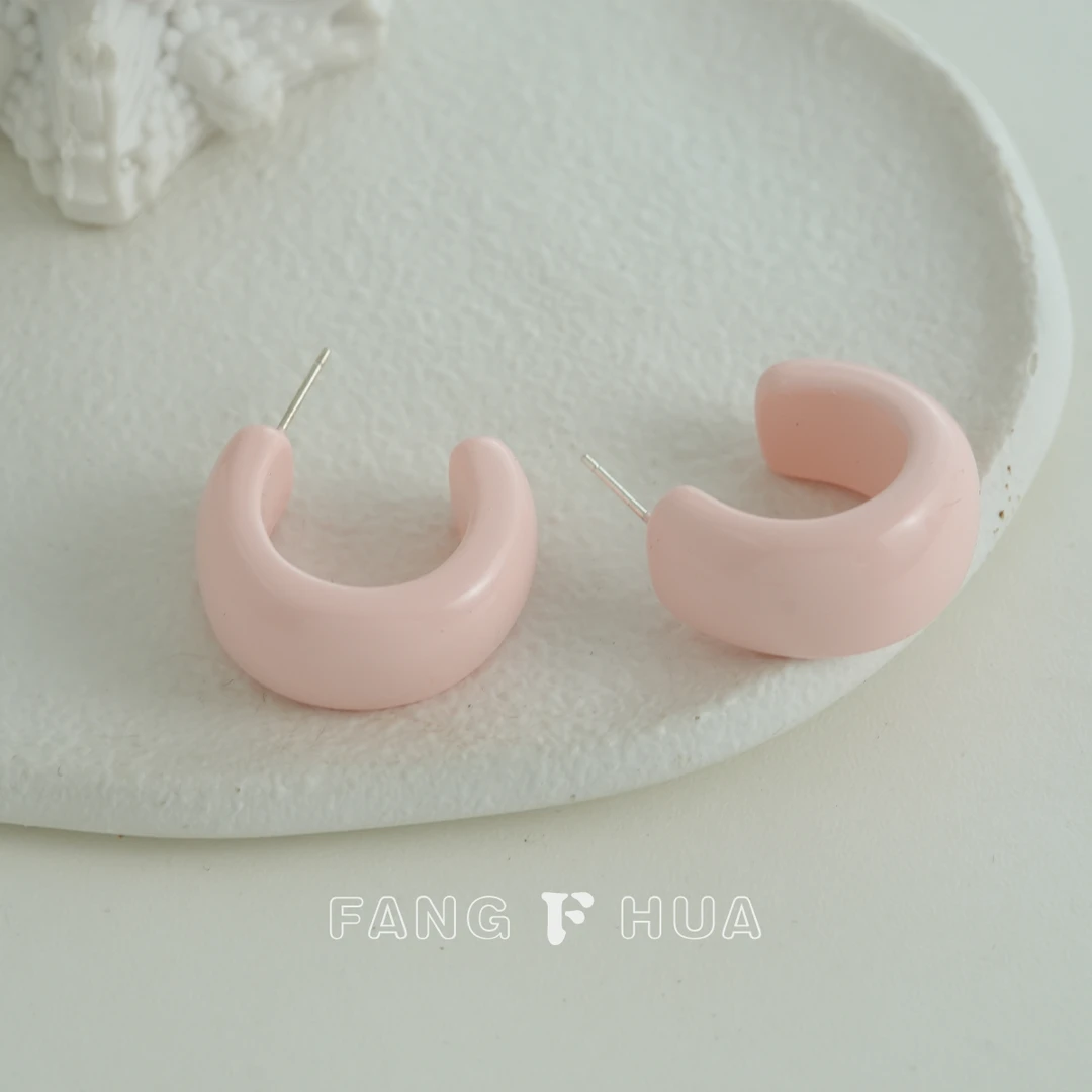 铜合金耳饰 【芳华】夏季新款粉红色清新耳饰少女百搭小众E0144