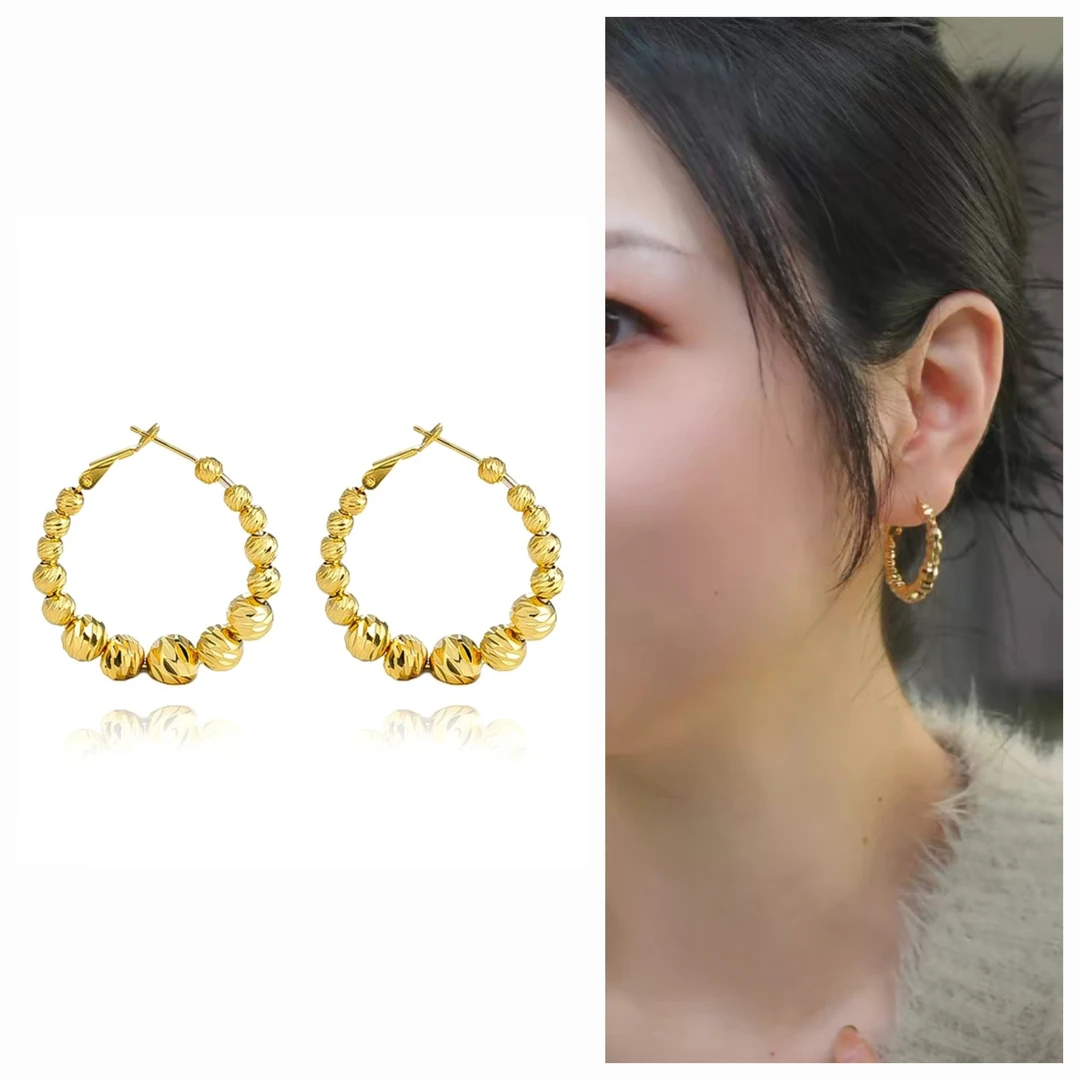 铜合金耳饰 日常小灯泡珠珠小耳圈百搭耳环小众百搭E0224