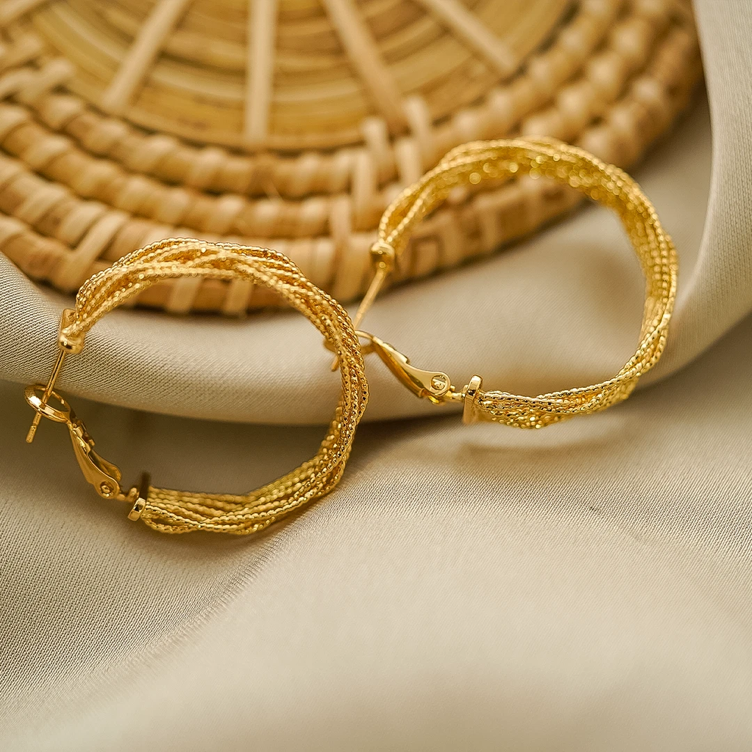 铜合金耳饰 编织优雅耳圈百搭气质E0181