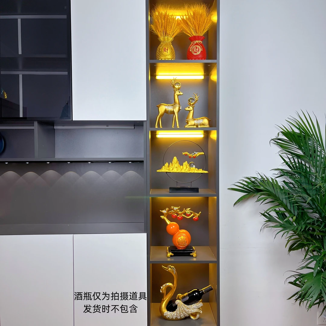 新中式网红轻奢高档创意工艺品摆件套装酒柜玄关餐边柜电视柜乔迁