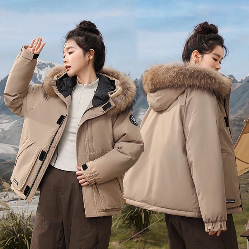 【873彩】棉服冬季2024新款棉袄大毛领棉衣工装外套