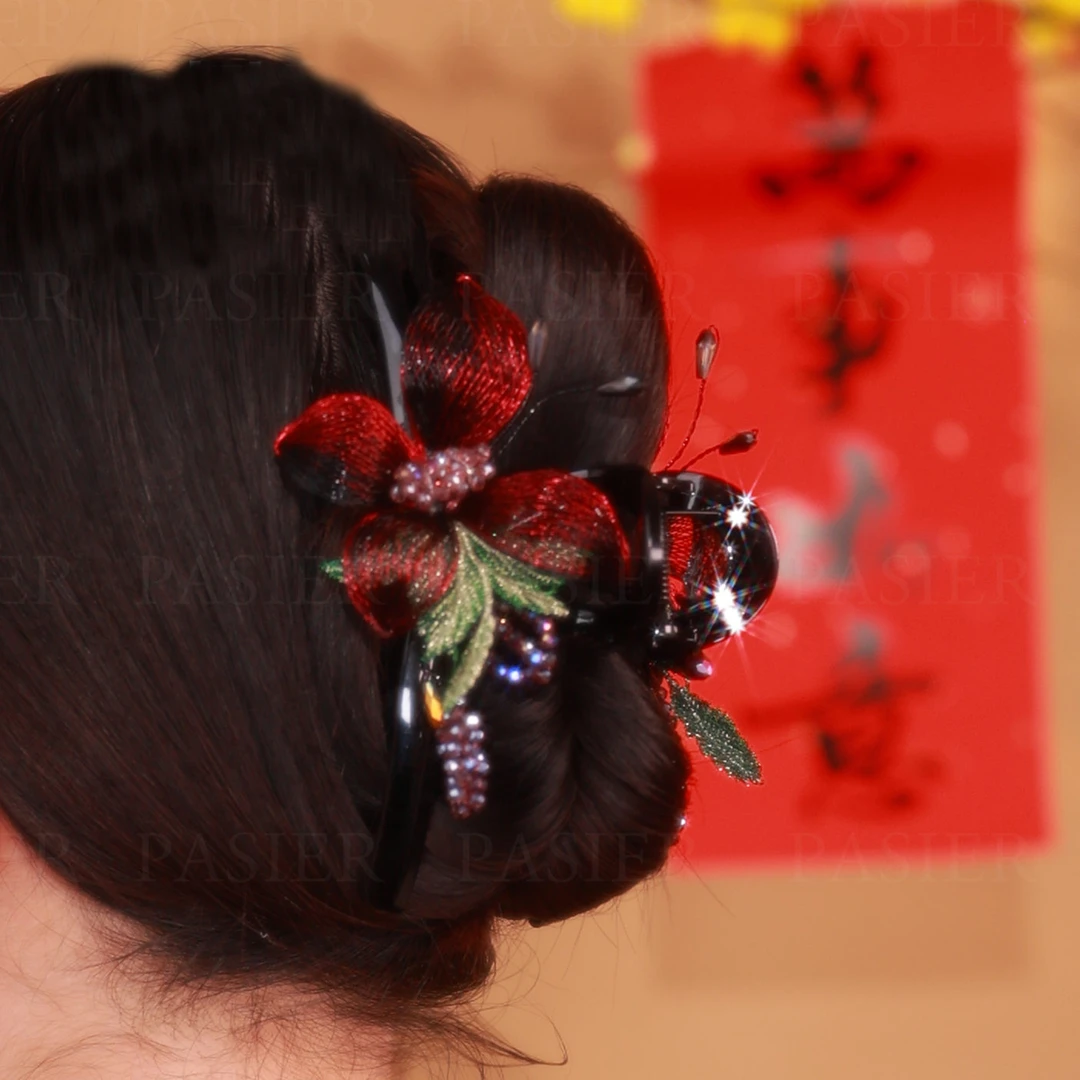 高级感手工编制水晶抓夹女后脑勺新款盘发夹韩国优雅气质大号夹子