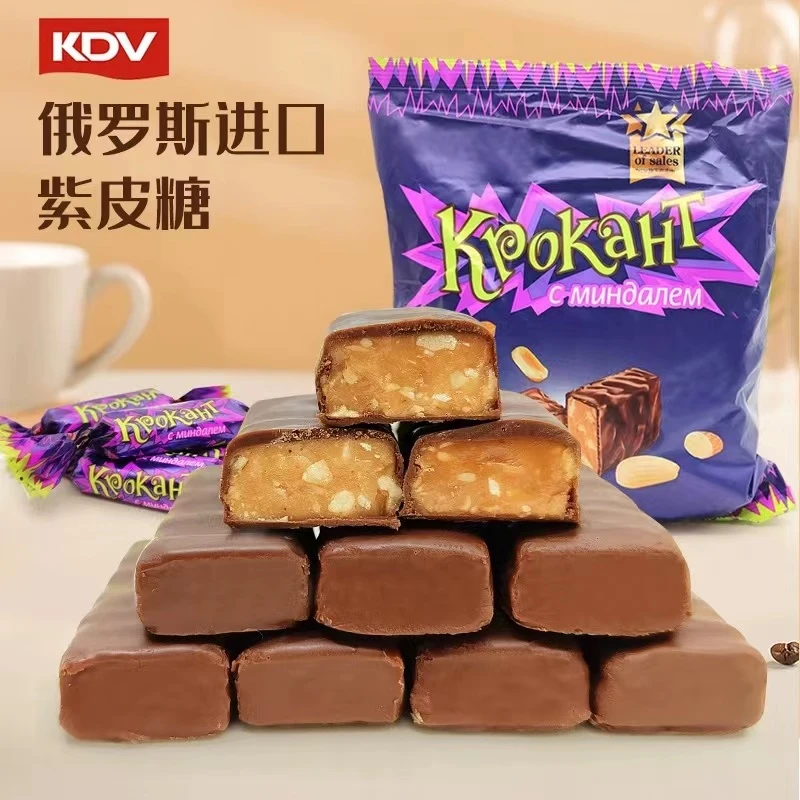 俄罗斯进口巧克力味夹心糖500g*2袋(紫皮糖)