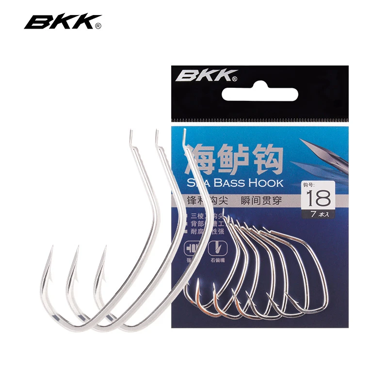 BKK鲈鱼钩倒刺海鲈专用钩斜口大号长柄路亚增强拉力设计工艺产品