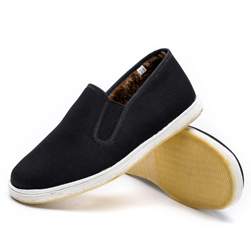 2025新款冬季加绒千层底布鞋老北京保暖鞋经典黑色款男式休闲鞋