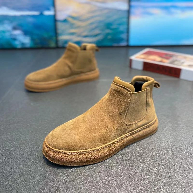 马丁靴男款冬季新款加绒保暖棉鞋中帮切尔西短靴皮质皮鞋高帮板鞋