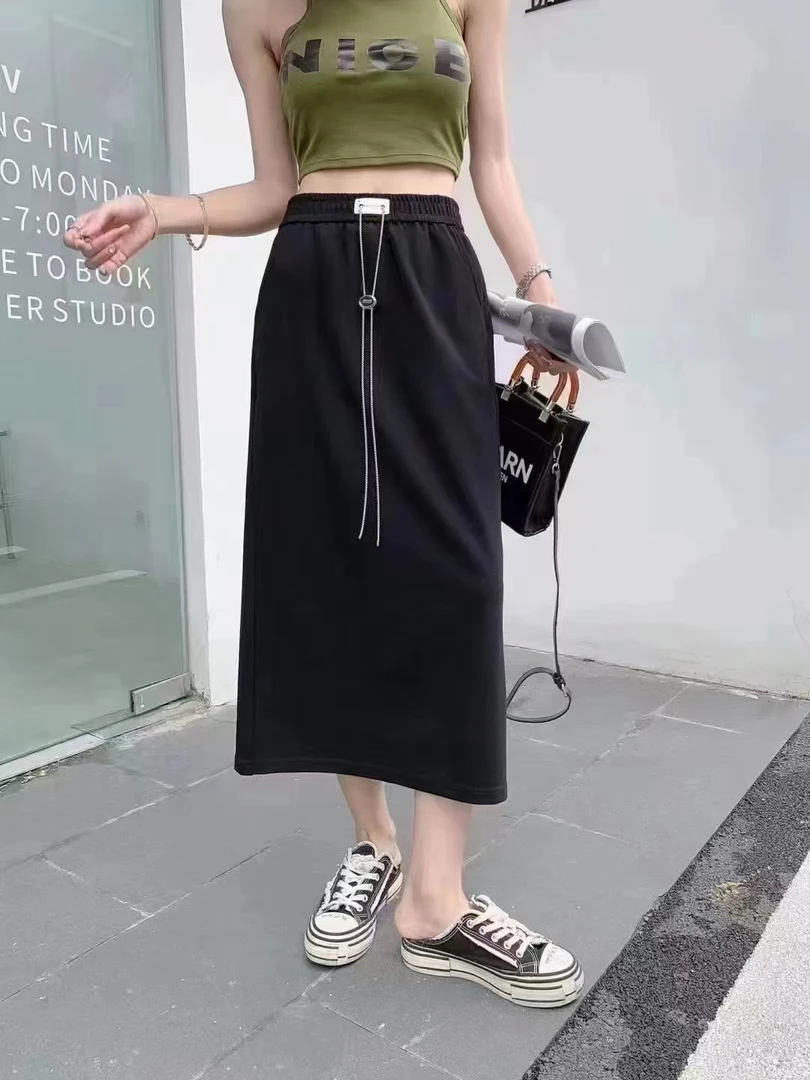 法式厚本风高腰开衩半身裙气质时尚包臀02款