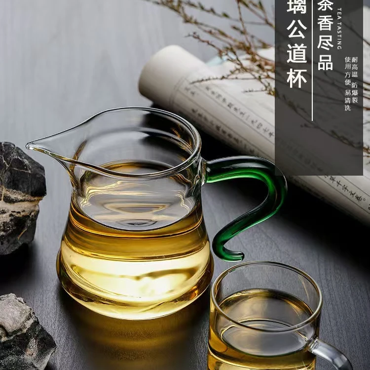 高硼硅玻璃加厚耐高温圆肚公道杯高档居家办公大容量耐热日式茶道