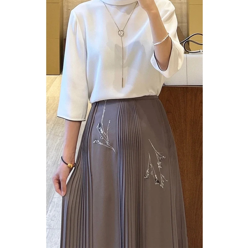 原单非市面货！手工苏绣意大利进口重磅真丝半裙 D3