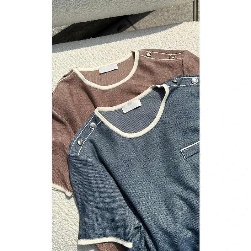 原厂孤品特价清！拍完则无！撞色全棉T恤C417