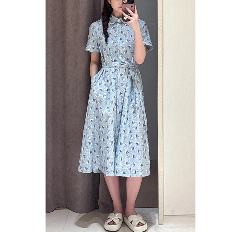 原单非市面货！英国liberty帆船印花连衣裙C317