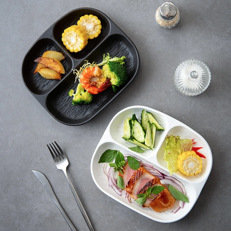 8英寸20cm分格餐盘菜盘沙拉盘海鲜盘水果盘分餐盘分餐盘高端陶瓷
