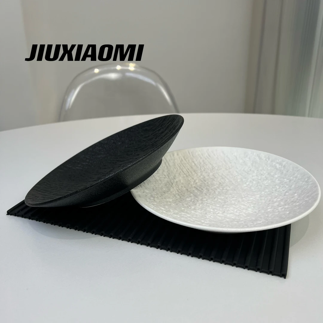 石纹深盘家用盘子陶瓷欧式西餐盘商用意面盘牛排盘菜盘创意