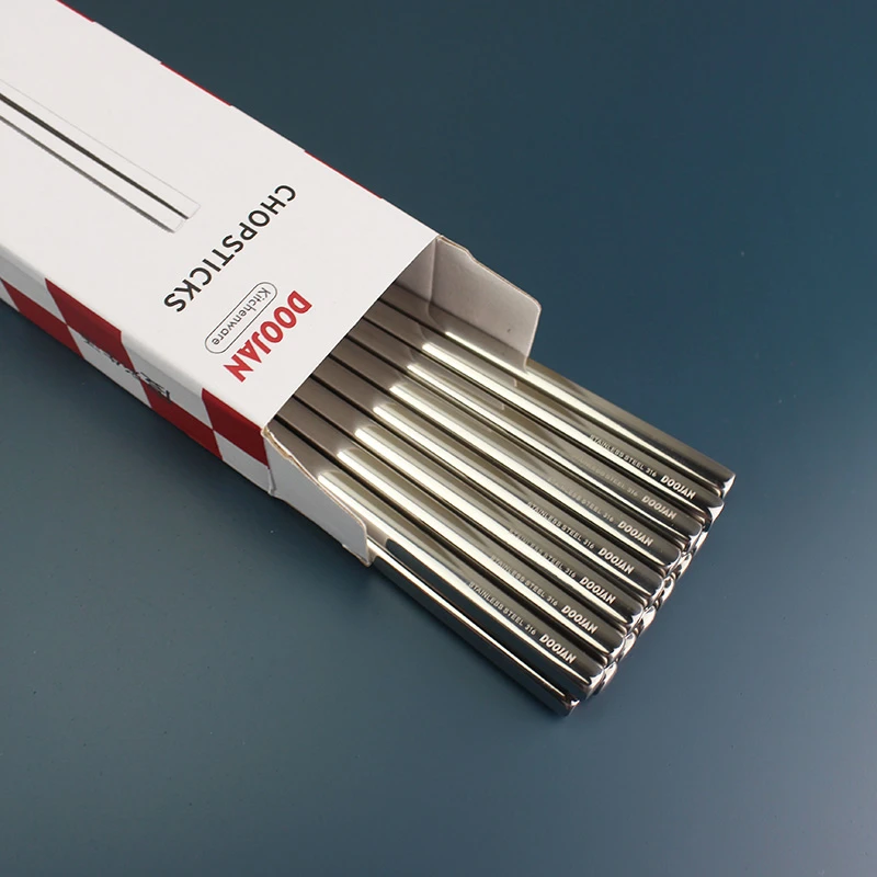 Doojan/度坚316不锈钢筷子高档轻奢防滑金属家用防霉防烫方形无漆