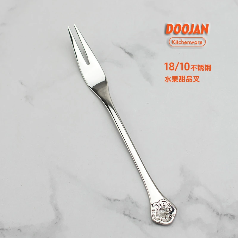 Doojan/度坚樱花水果叉网红轻奢1810不锈钢小叉子甜品叉创意家用
