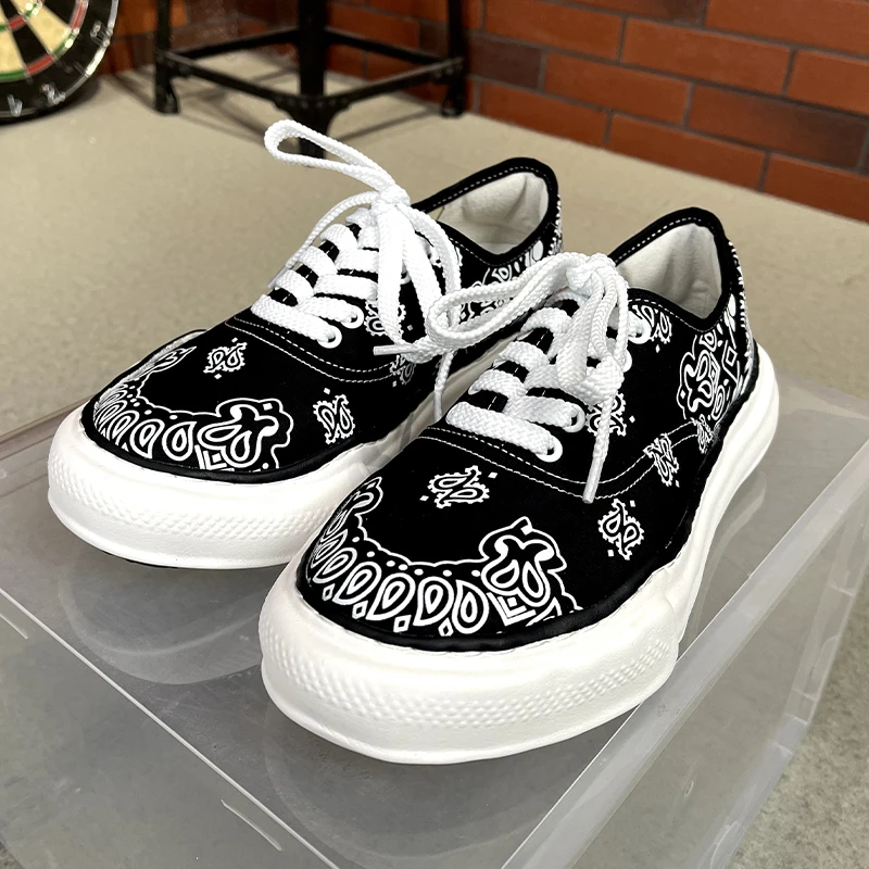 板鞋潮流低帮鞋夏季厚底时尚百搭鞋子日式休闲潮鞋板鞋黑色男士