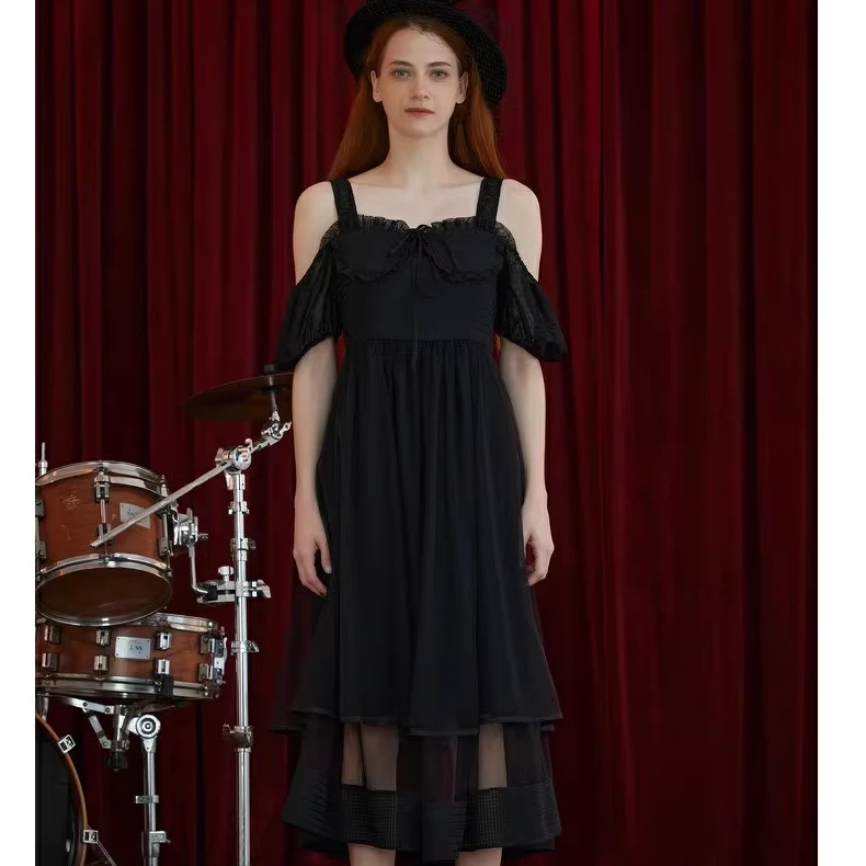 D-HARRY/迪哈利2022春季休闲复古连衣裙新品中长裙DH222J95035D