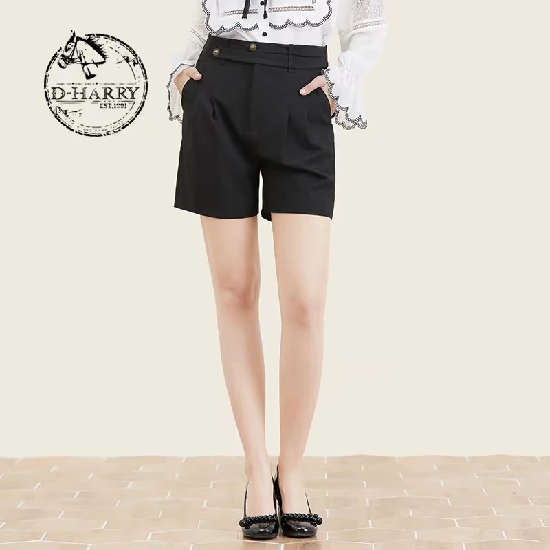 D-HARRY/迪哈利春黑绣花英伦显瘦色女士简约短裤DH213L93065D