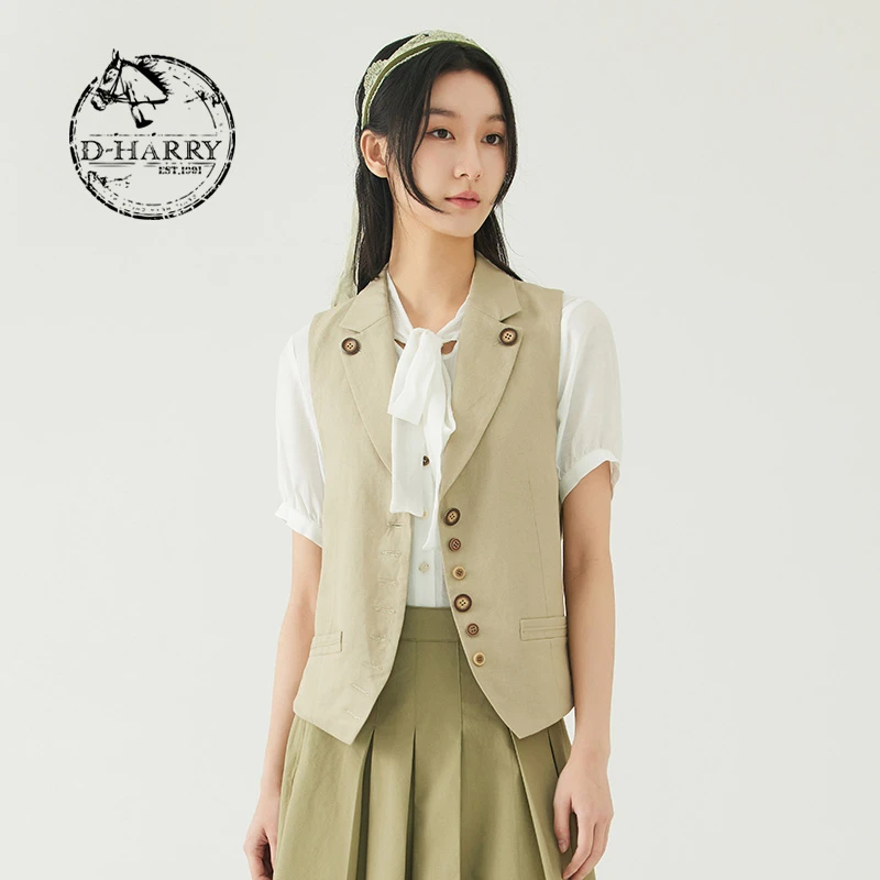 D-HARRY/迪哈利百搭时尚休闲女士春夏通勤马甲DH232Q96091D