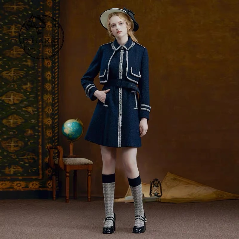 【买三免一】D-HARRY/迪哈利粗毛呢小香风毛套裙DH214F93512D