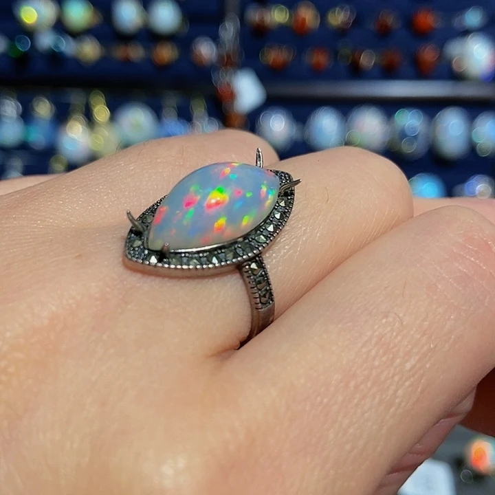 欧泊戒指款式银S925镶嵌