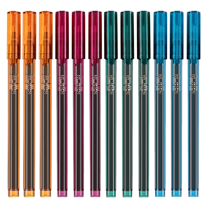 【12支】得力纽赛直液式速干走珠笔透明笔杆中性笔NS766创意笔杆