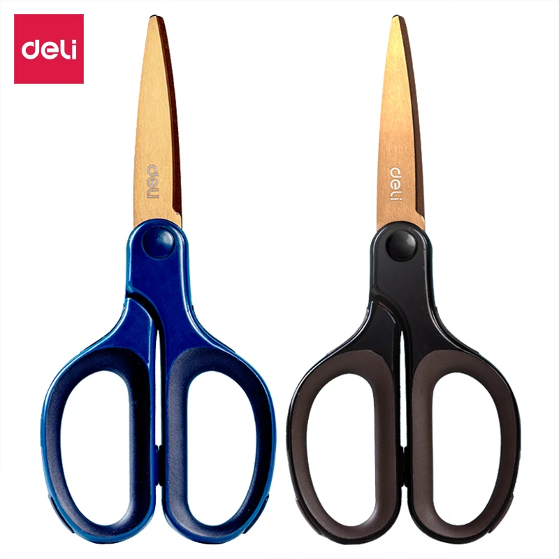 【颜色随发 1把】得力中小学生及家庭通用高品质手工镀钛剪刀 6053