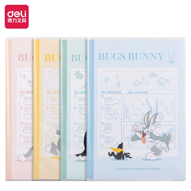 【封面款式随发】得力中小学生通用兔八哥联名胶套本 QT1680
