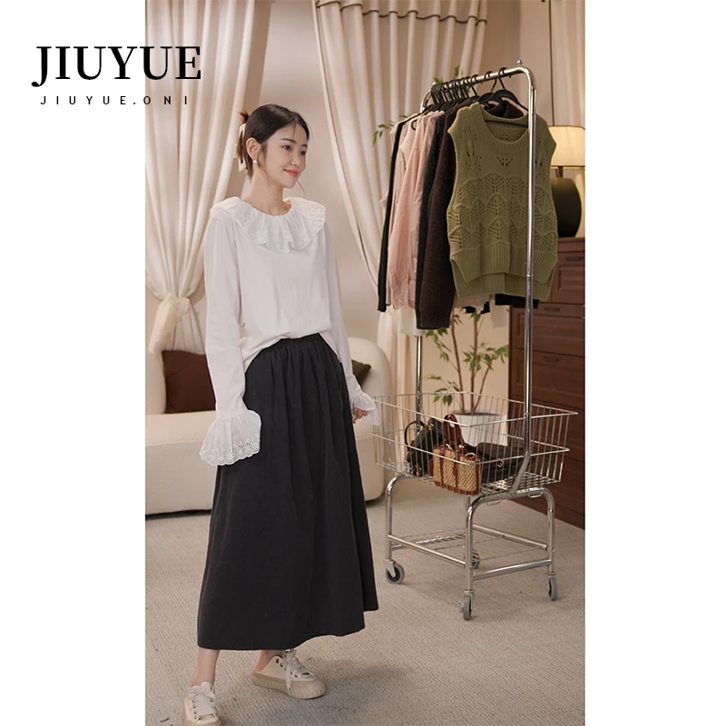 九月Oni【梦露】衬衫女超显瘦荷叶领重工上衣时尚气质92316