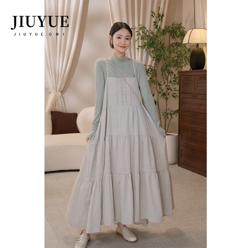 九月Oni【蓝色孤岛】吊带连衣裙女宽松超显瘦法式复古法式Z1002