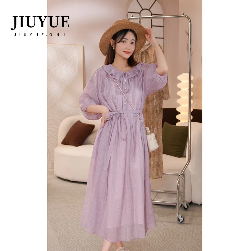 九月Oni【铃兰花】紫色连衣裙女超显瘦气质设计感C171A24