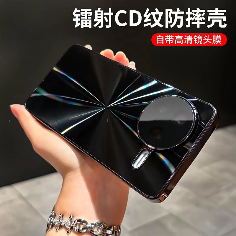 CD纹镭射电镀适用红米k80/k80pro手机壳防滑防摔全包简约REDMI