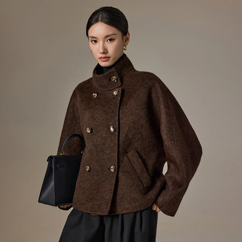 双面呢大衣【全毛】高档女士中长款双面羊毛大衣580985