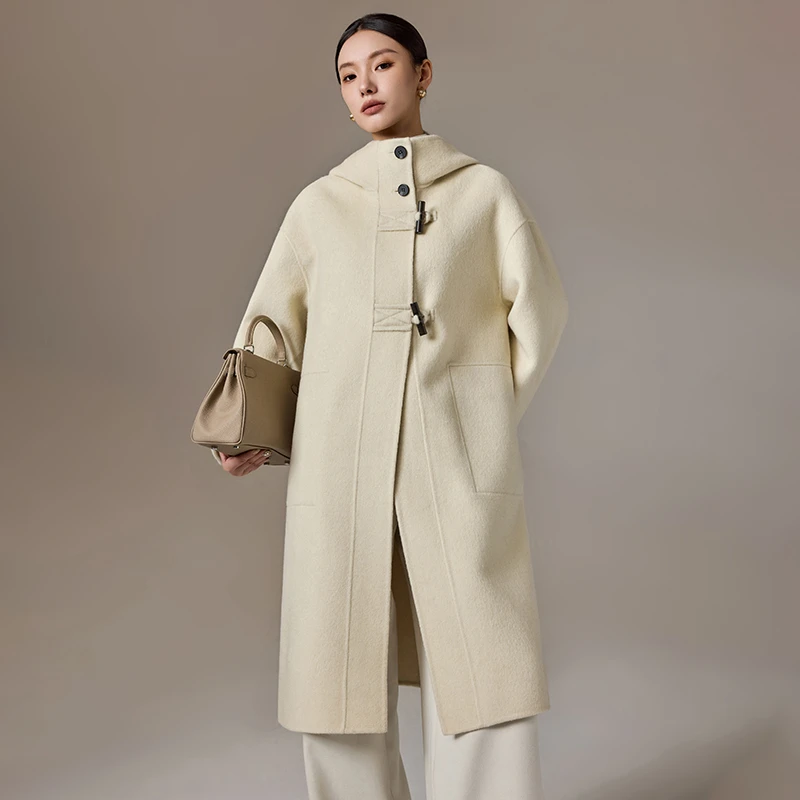 手工缝制高定双面呢绵羊毛大衣2024秋冬新款581012