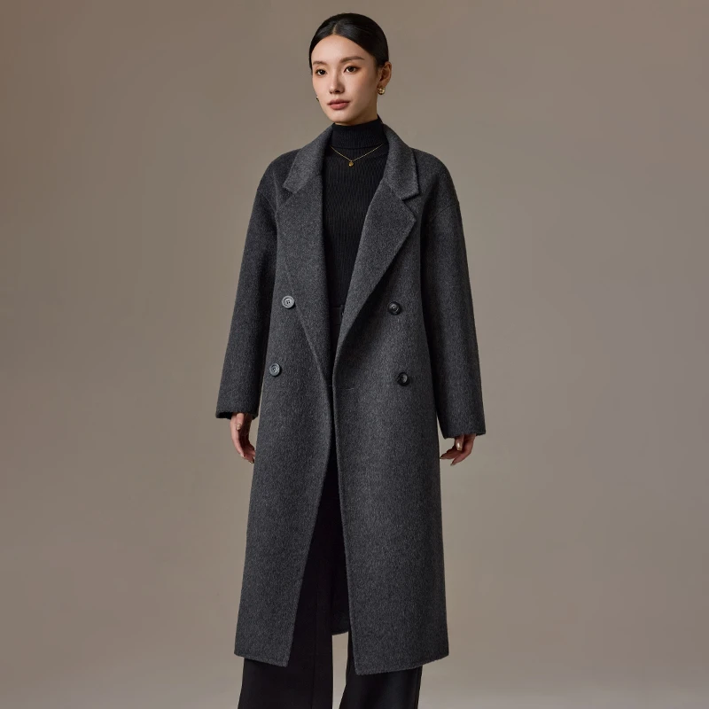 手工缝制高定双面呢绵羊毛双面羊绒大衣2024秋冬新款58080
