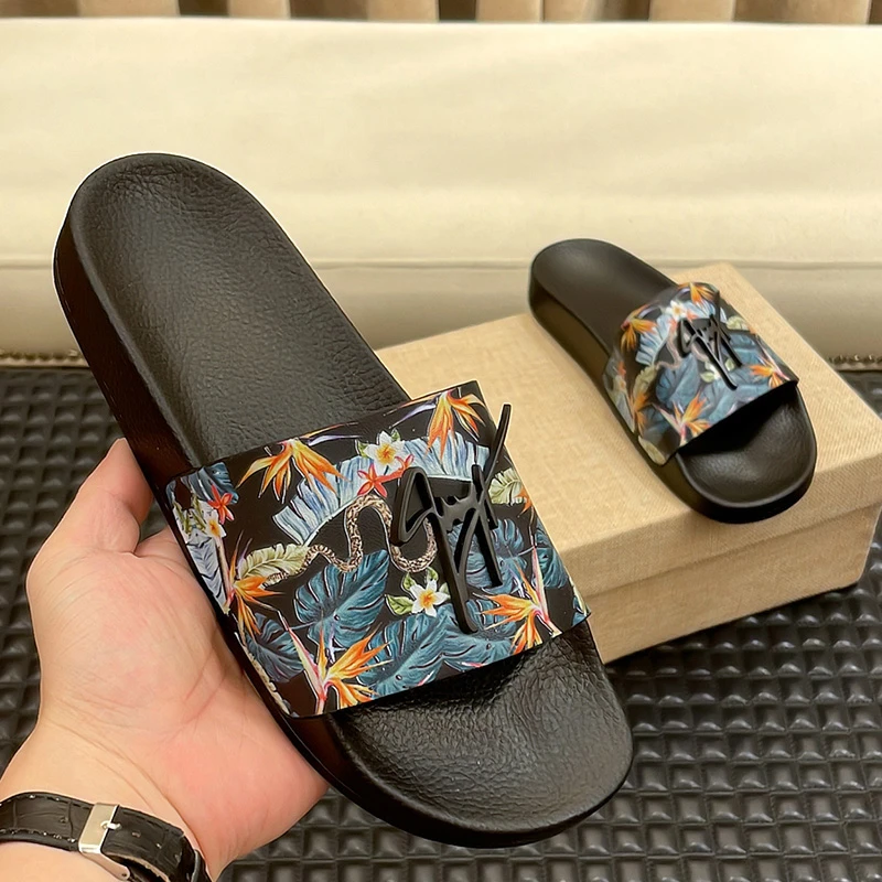 男士室外新款潮流舒适时尚高端品质软底印花夏季外穿沙滩一字拖男