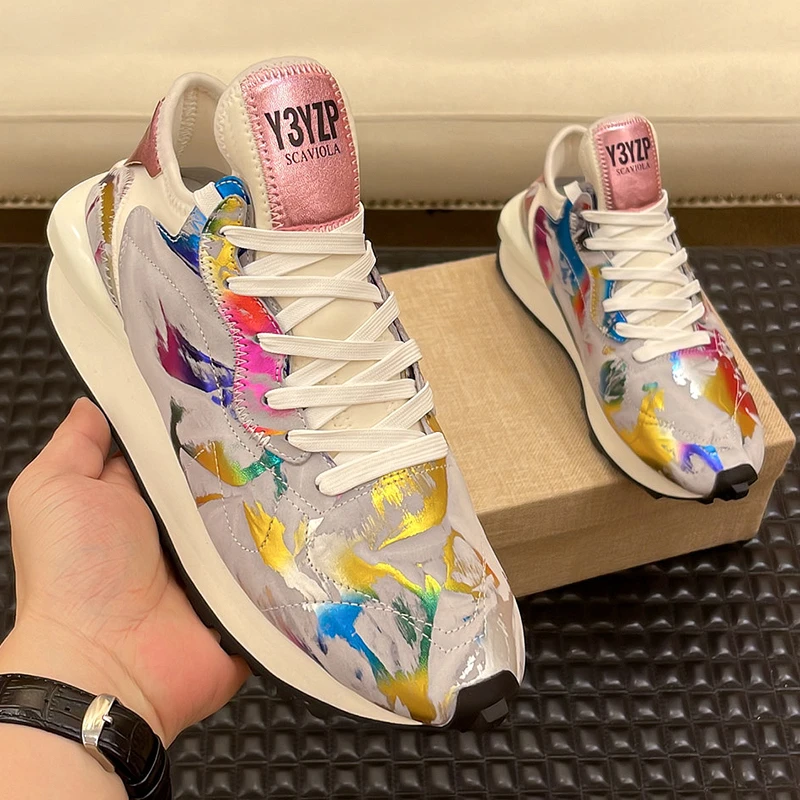 韩版迷彩炫彩不规则印花男式个性老爹鞋春秋新款时尚潮流休闲鞋子