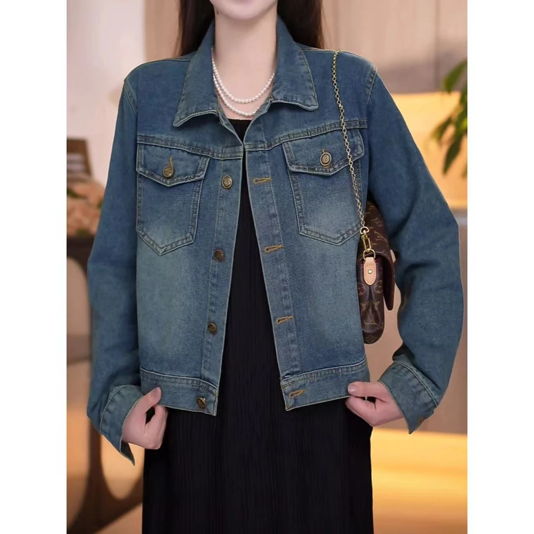 韩版千金蓝色牛仔春季外套女2025年新款复古韩版宽松百搭夹克上衣