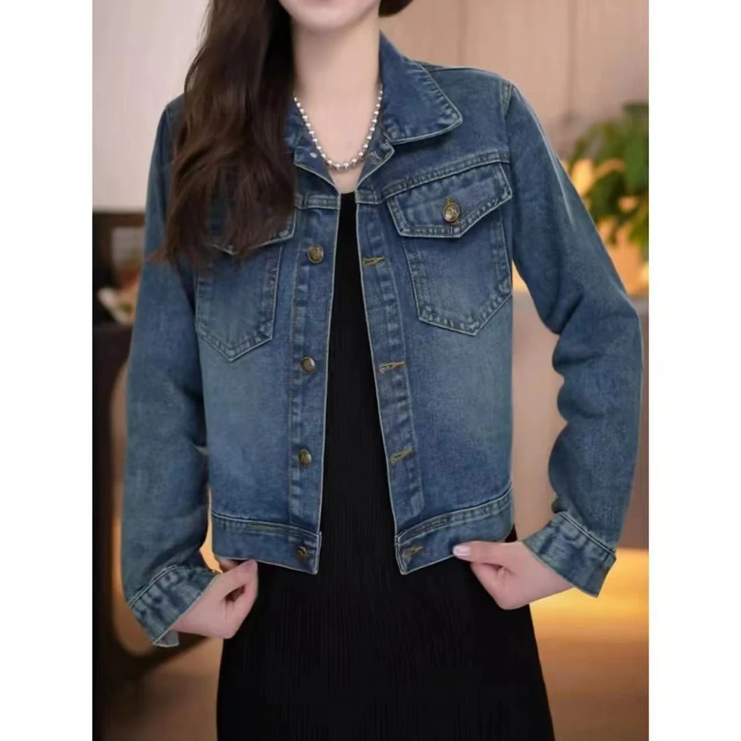 小个子休闲牛仔外套女2025春秋新款时尚宽松显瘦短款夹克正肩上衣